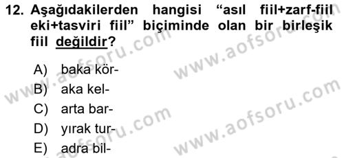 XI-XIII. Yüzyıllar Türk Dili Dersi 2023 - 2024 Yılı (Vize) Ara Sınav Soruları 12. Soru