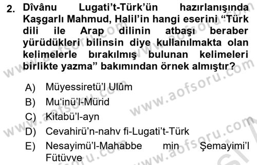 XI-XIII. Yüzyıllar Türk Dili Dersi 2023 - 2024 Yılı (Final) Dönem Sonu Sınav Soruları 2. Soru