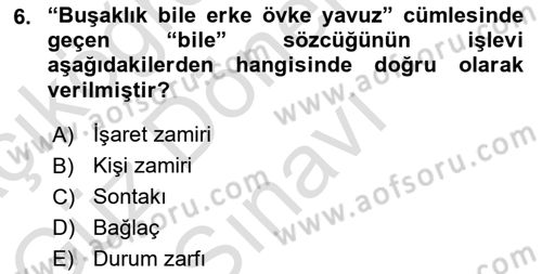 XI-XIII. Yüzyıllar Türk Dili Dersi 2023 - 2024 Yılı (Final) Dönem Sonu Sınav Soruları 6. Soru