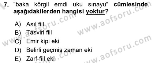 XI-XIII. Yüzyıllar Türk Dili Dersi 2023 - 2024 Yılı (Final) Dönem Sonu Sınav Soruları 7. Soru