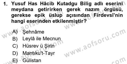 XI-XIII. Yüzyıllar Türk Dili Dersi 2023 - 2024 Yılı Yaz Okulu Sınav Soruları 1. Soru