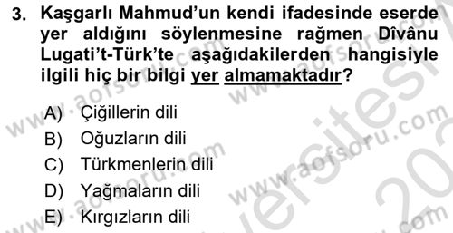 XI-XIII. Yüzyıllar Türk Dili Dersi 2023 - 2024 Yılı Yaz Okulu Sınav Soruları 3. Soru