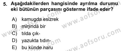 XI-XIII. Yüzyıllar Türk Dili Dersi 2023 - 2024 Yılı Yaz Okulu Sınav Soruları 5. Soru
