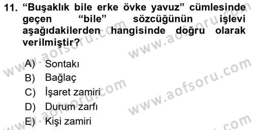 XI-XIII. Yüzyıllar Türk Dili Dersi Ara Sınavı Deneme Sınav Soruları 11. Soru