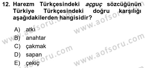 XI-XIII. Yüzyıllar Türk Dili Dersi 2024 - 2025 Yılı Yaz Okulu Sınav Soruları 12. Soru