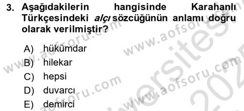 XI-XIII. Yüzyıllar Türk Dili Dersi 2024 - 2025 Yılı Yaz Okulu Sınav Soruları 3. Soru