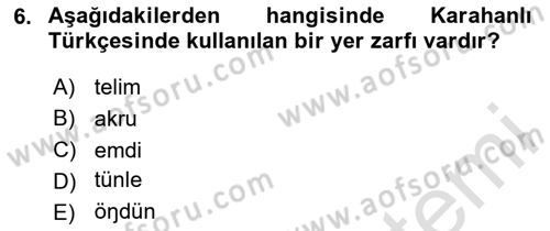 XI-XIII. Yüzyıllar Türk Dili Dersi 2024 - 2025 Yılı Yaz Okulu Sınav Soruları 6. Soru