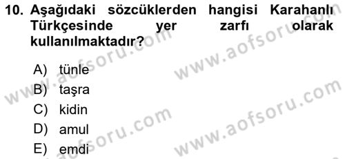 XI-XIII. Yüzyıllar Türk Dili Dersi 2025 - 2026 Yılı (Vize) Ara Sınav Soruları 10. Soru