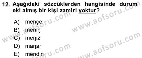 XI-XIII. Yüzyıllar Türk Dili Dersi 2025 - 2026 Yılı (Vize) Ara Sınav Soruları 12. Soru