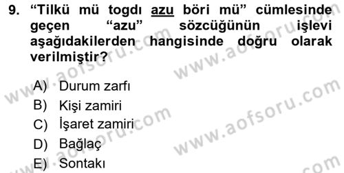 XI-XIII. Yüzyıllar Türk Dili Dersi 2025 - 2026 Yılı (Vize) Ara Sınav Soruları 9. Soru