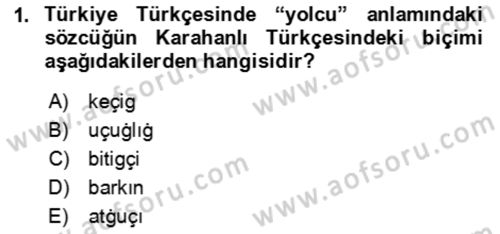XI-XIII. Yüzyıllar Türk Dili Dersi 2025 - 2026 Yılı Yaz Okulu Sınav Soruları 1. Soru