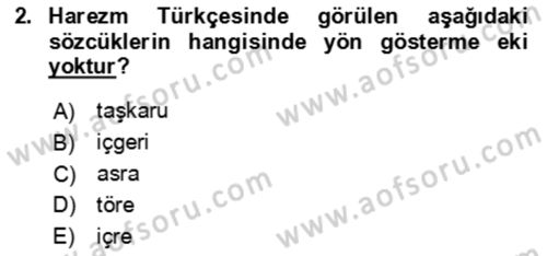 XI-XIII. Yüzyıllar Türk Dili Dersi 2025 - 2026 Yılı Yaz Okulu Sınav Soruları 2. Soru