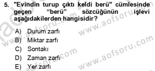 XI-XIII. Yüzyıllar Türk Dili Dersi 2025 - 2026 Yılı Yaz Okulu Sınav Soruları 5. Soru