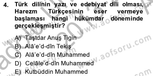 XIV-XV. Yüzyıllar Türk Dili Dersi 2013 - 2014 Yılı (Vize) Ara Sınav Soruları 4. Soru