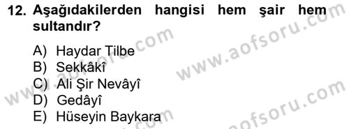 XIV-XV. Yüzyıllar Türk Dili Dersi 2013 - 2014 Yılı Tek Ders Sınav Soruları 12. Soru