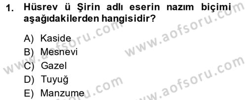 XIV-XV. Yüzyıllar Türk Dili Dersi 2014 - 2015 Yılı (Final) Dönem Sonu Sınav Soruları 1. Soru
