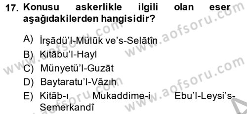 XIV-XV. Yüzyıllar Türk Dili Dersi 2014 - 2015 Yılı (Final) Dönem Sonu Sınav Soruları 17. Soru