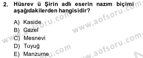 XIV-XV. Yüzyıllar Türk Dili Dersi 2014 - 2015 Yılı Tek Ders Sınavı 2. Soru