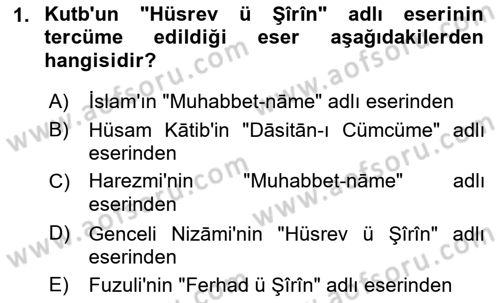 XIV-XV. Yüzyıllar Türk Dili Dersi 2015 - 2016 Yılı (Vize) Ara Sınav Soruları 1. Soru