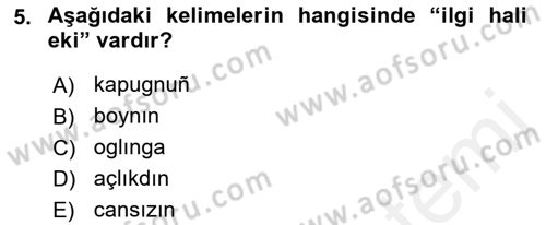 XIV-XV. Yüzyıllar Türk Dili Dersi 2015 - 2016 Yılı (Vize) Ara Sınav Soruları 5. Soru