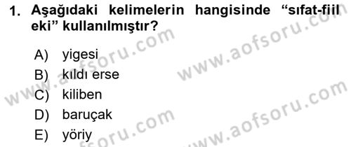 XIV-XV. Yüzyıllar Türk Dili Dersi 2015 - 2016 Yılı (Final) Dönem Sonu Sınav Soruları 1. Soru