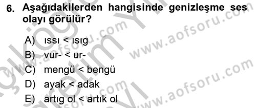 XIV-XV. Yüzyıllar Türk Dili Dersi 2016 - 2017 Yılı 3 Ders Sınav Soruları 6. Soru