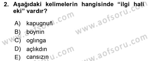 XIV-XV. Yüzyıllar Türk Dili Dersi 2016 - 2017 Yılı (Vize) Ara Sınav Soruları 2. Soru