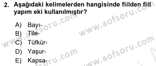 XIV-XV. Yüzyıllar Türk Dili Dersi 2017 - 2018 Yılı (Vize) Ara Sınav Soruları 2. Soru