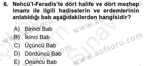 XIV-XV. Yüzyıllar Türk Dili Dersi 2017 - 2018 Yılı (Vize) Ara Sınavı 6. Soru