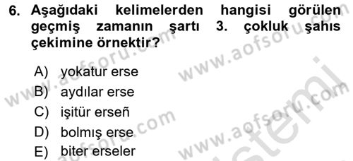 XIV-XV. Yüzyıllar Türk Dili Dersi 2018 - 2019 Yılı 3 Ders Sınav Soruları 6. Soru
