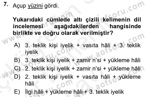 XIV-XV. Yüzyıllar Türk Dili Dersi 2018 - 2019 Yılı (Final) Dönem Sonu Sınav Soruları 7. Soru