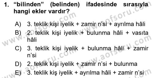 XIV-XV. Yüzyıllar Türk Dili Dersi 2020 - 2021 Yılı Yaz Okulu Sınav Soruları 1. Soru