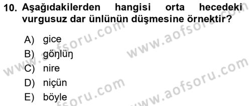 XIV-XV. Yüzyıllar Türk Dili Dersi 2020 - 2021 Yılı Yaz Okulu Sınav Soruları 10. Soru