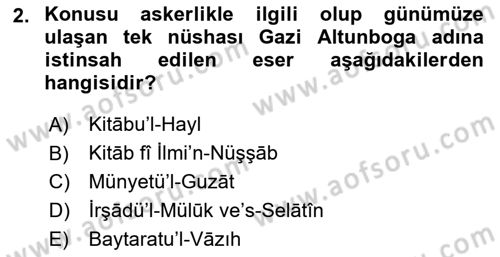 XIV-XV. Yüzyıllar Türk Dili Dersi 2020 - 2021 Yılı Yaz Okulu Sınav Soruları 2. Soru