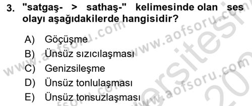 XIV-XV. Yüzyıllar Türk Dili Dersi 2020 - 2021 Yılı Yaz Okulu Sınav Soruları 3. Soru