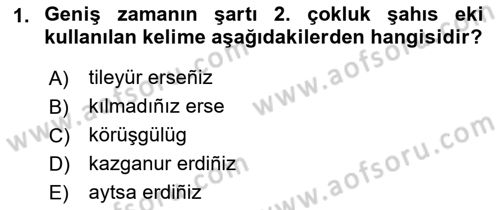 XIV-XV. Yüzyıllar Türk Dili Dersi 2021 - 2022 Yılı (Vize) Ara Sınavı 1. Soru