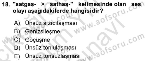 XIV-XV. Yüzyıllar Türk Dili Dersi 2021 - 2022 Yılı (Vize) Ara Sınav Soruları 18. Soru