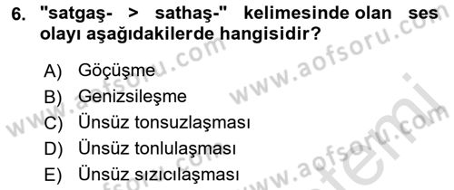 XIV-XV. Yüzyıllar Türk Dili Dersi 2021 - 2022 Yılı Yaz Okulu Sınavı 6. Soru