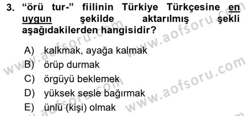 XIV-XV. Yüzyıllar Türk Dili Dersi 2022 - 2023 Yılı Yaz Okulu Sınav Soruları 3. Soru