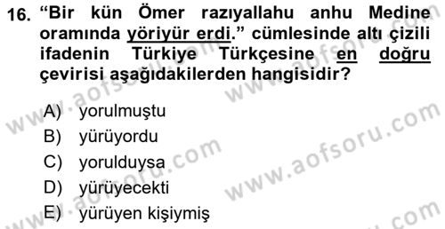 XIV-XV. Yüzyıllar Türk Dili Dersi 2023 - 2024 Yılı (Vize) Ara Sınav Soruları 16. Soru