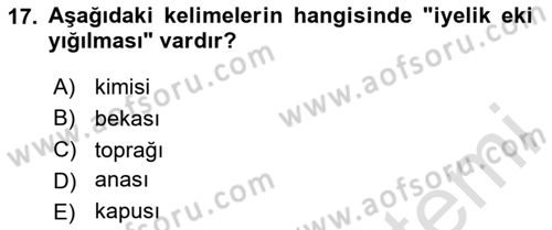 XIV-XV. Yüzyıllar Türk Dili Dersi 2023 - 2024 Yılı (Vize) Ara Sınav Soruları 17. Soru