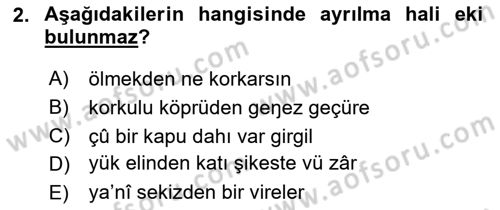 XIV-XV. Yüzyıllar Türk Dili Dersi 2023 - 2024 Yılı (Vize) Ara Sınav Soruları 2. Soru