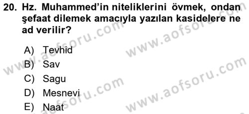 XIV-XV. Yüzyıllar Türk Dili Dersi 2023 - 2024 Yılı (Vize) Ara Sınav Soruları 20. Soru