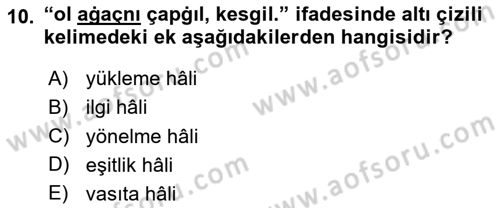 XIV-XV. Yüzyıllar Türk Dili Dersi 2023 - 2024 Yılı (Final) Dönem Sonu Sınav Soruları 10. Soru