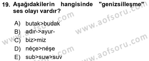XIV-XV. Yüzyıllar Türk Dili Dersi 2023 - 2024 Yılı (Final) Dönem Sonu Sınav Soruları 19. Soru