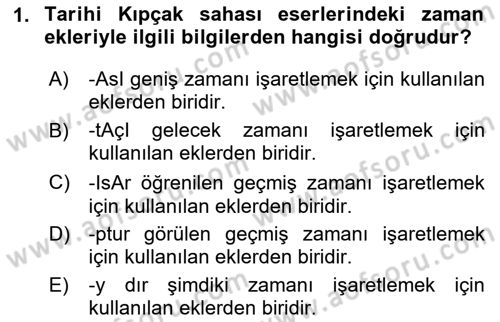 XIV-XV. Yüzyıllar Türk Dili Dersi 2023 - 2024 Yılı Yaz Okulu Sınav Soruları 1. Soru