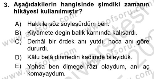 XIV-XV. Yüzyıllar Türk Dili Dersi 2023 - 2024 Yılı Yaz Okulu Sınav Soruları 3. Soru