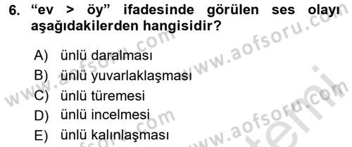 XIV-XV. Yüzyıllar Türk Dili Dersi 2023 - 2024 Yılı Yaz Okulu Sınav Soruları 6. Soru