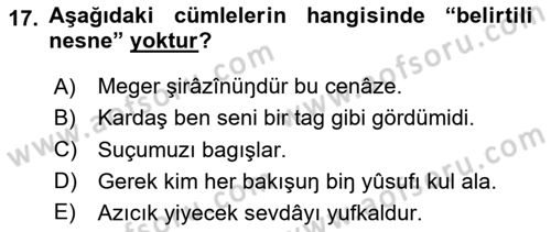 XIV-XV. Yüzyıllar Türk Dili Dersi 2024 - 2025 Yılı (Vize) Ara Sınav Soruları 17. Soru