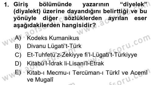 XIV-XV. Yüzyıllar Türk Dili Dersi 2024 - 2025 Yılı (Final) Dönem Sonu Sınav Soruları 1. Soru